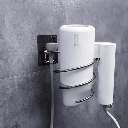Stainless steel rack hair dryer storage rack strong and seamless free punching bathroom wall hanging rack sticky hook