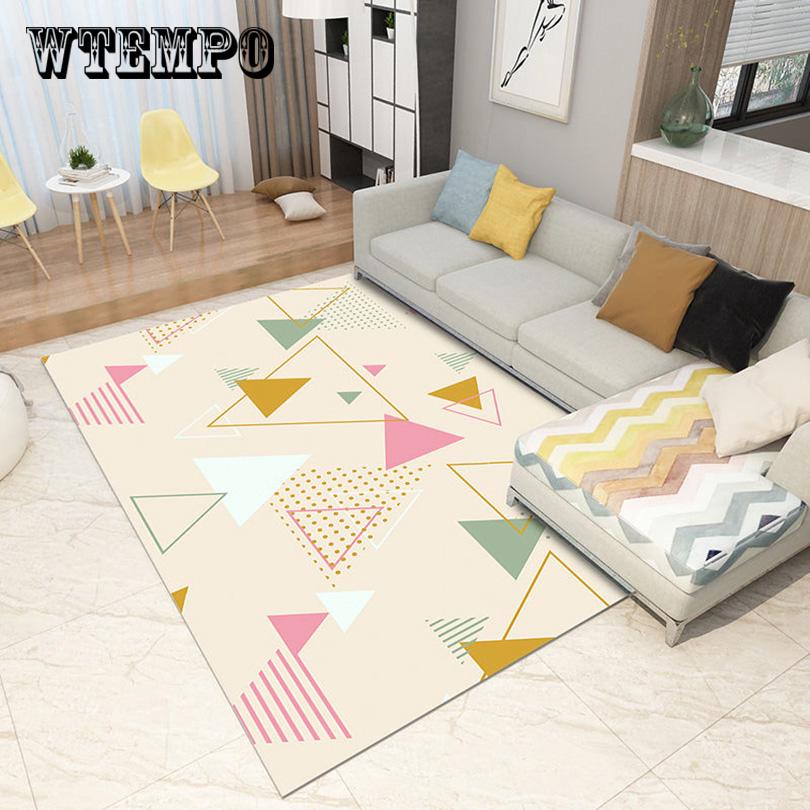 Nordic Simple Style Large Carpets Living Room Bedroom Geometric Printed Mats Home Decor