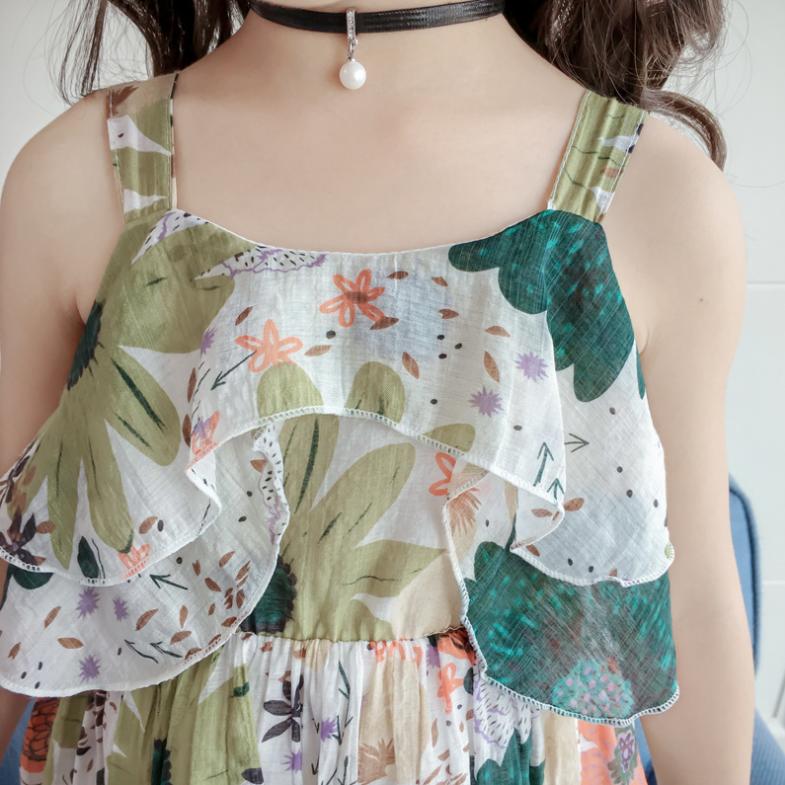 Children's Dress Korean Summer Girl's Lovely Dress Baby Flower National Style Suspender A-line Skirt