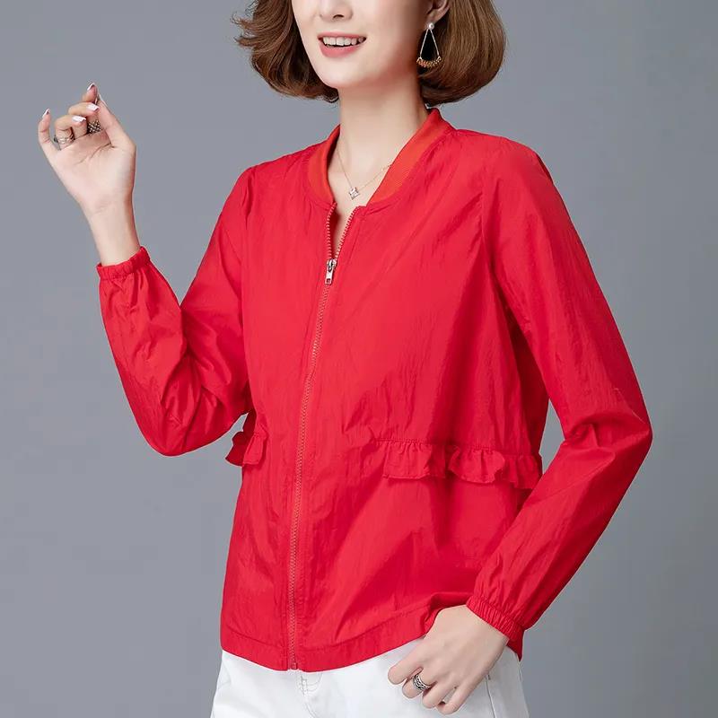 Women's Short Breathable Summer Loose Sunscreen Large Size Middle-aged Thin Coat