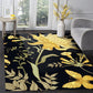 Household Carpet Pastoral Style Retro Black Bottom Yellow Flower Carpet Bedroom Living Room Doormat Bedside Carpet Floor Mat