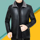 Slim Men's Leather Jacket Autumn Winter Fashion Trend Plus Velvet Thick Lamb Wool Jacket