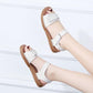 Soft Bottom Sandals Female 2020 Velcro Flat Bottom Students Korean Version of Beef Tendon Bottom Leather Flat Heel Sandals