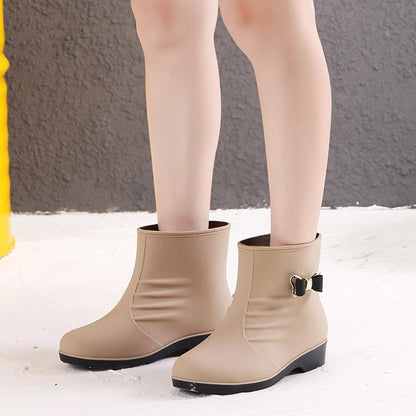 Female Rain Boots Adult Mid-tube Rain Boots Rubber Shoes Non-slip Waterproof Shoes