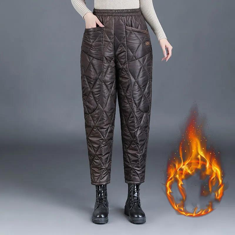 Winter Wear Thick Warm Down Cotton Trousers Middle-aged and Elderly Women's High-waist Outer Wear Trousers