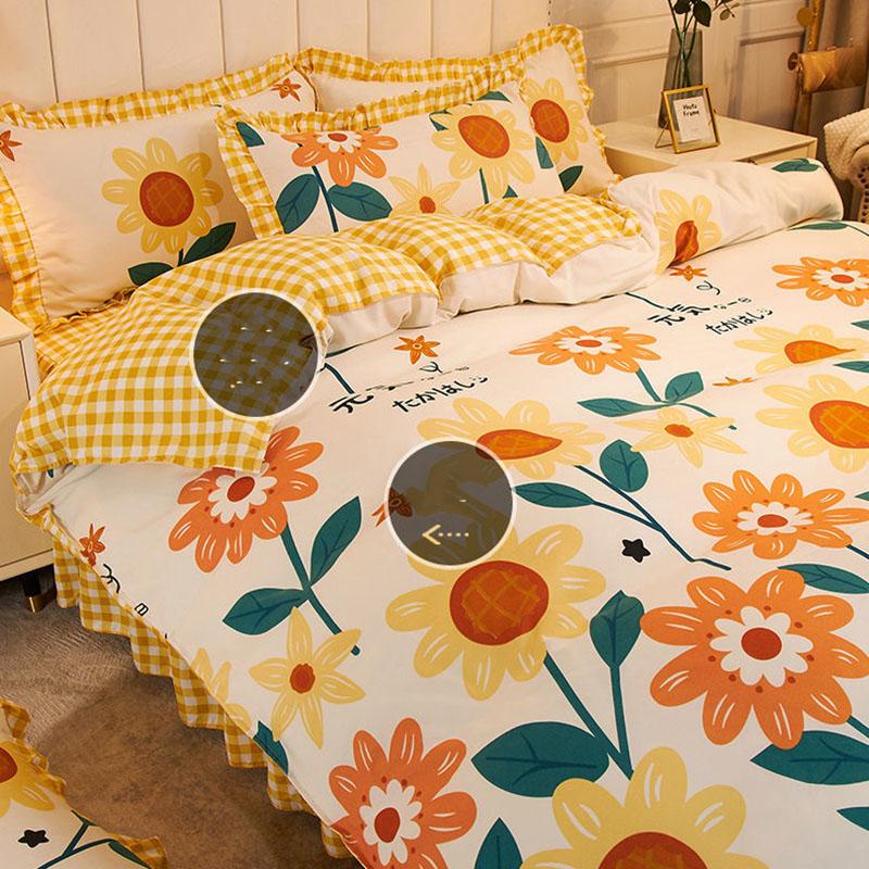 Korean Fashion Bed Skirt Four-piece Princess Style Lace Duvet Cover Girl Net Red Bedding