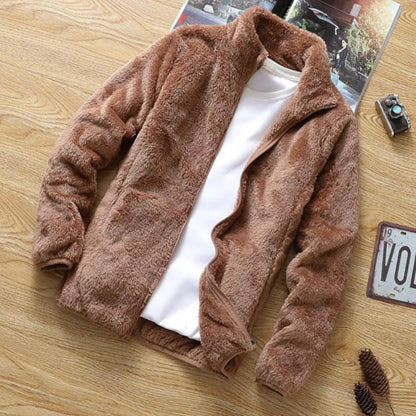 Fall/Winter Mens Stand-up Collar Sweater Polar Fleece Men's Double-sided Fleece Sweater Thicken Warm Sweatshirt