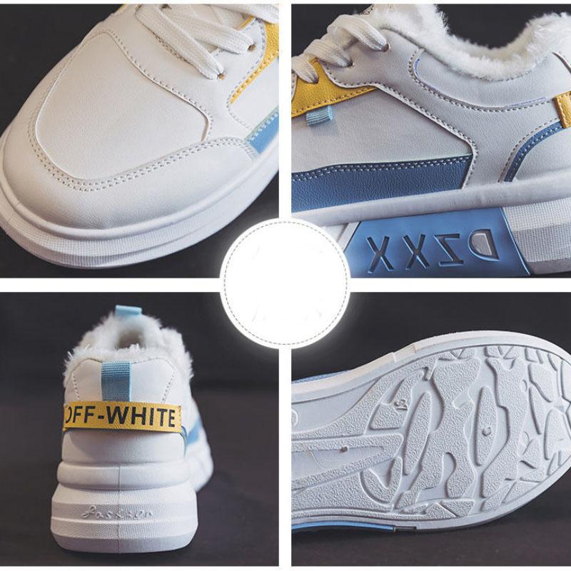 Women's Winter White Shoes with Velvet and Thick Warmth All-match Sports Casual Shoes Board Shoes Cotton Shoes