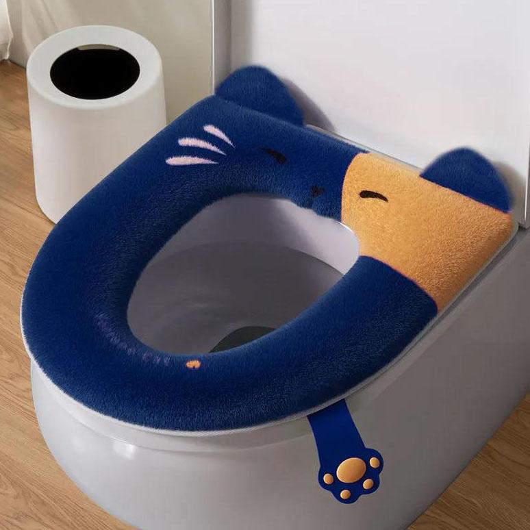 Four Seasons Universal Toilet Seat Cushion Household Bathroom Toilet Cover Cute Cat Waterproof Thickening Toilet Seat Covers
