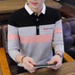 Spring Men's Long-sleeved Polo T-shirt Stitching Color Lapel Shirt Youth Trend Bottoming Shirt Men's Collar Top