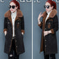 Autumn and Winter Denim Jacket Women Plus Velvet Thickening Slim Mid-length Denim Parka Coat Flocking Overcoat with Detachable Fur Collar