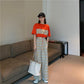 Two-piece Suit Women Summer Fashion All-match Short-sleeved T-shirt Loose Plaid Wide-leg Pants Casual  Comfortable