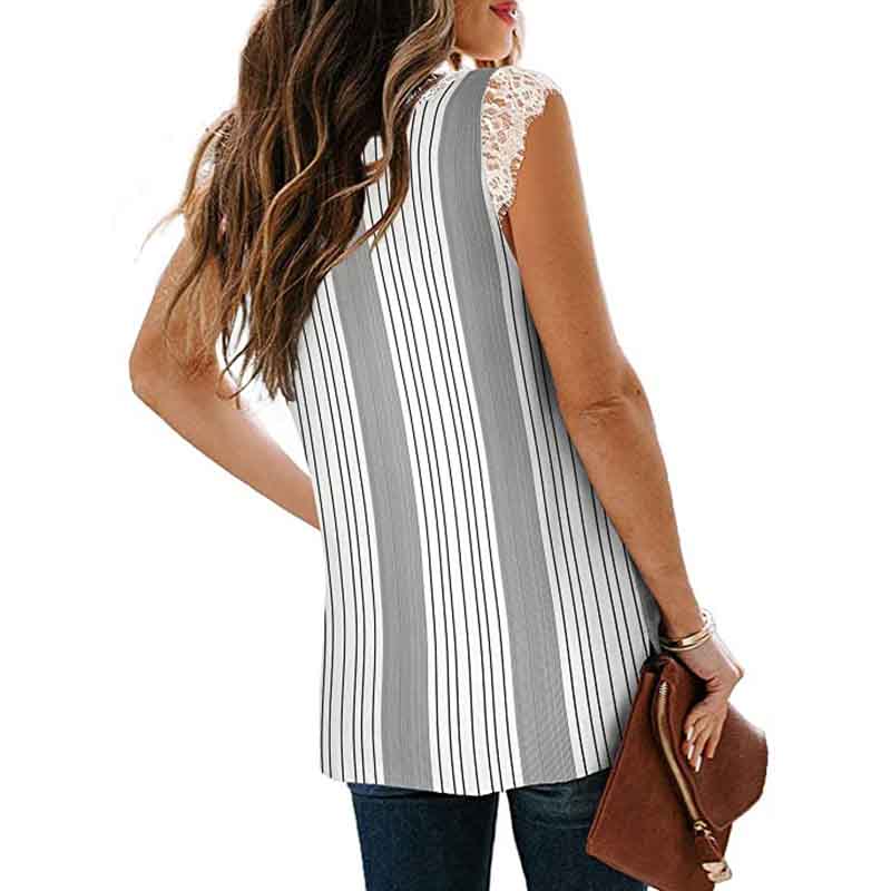 European and American Summer Lace Vest Loose Casual Slit T-shirt