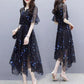 Dress Women Elegant Formal Women's Floral Dress Summer Slim Chiffon Dress Waist Slim Beach Chic Dress
