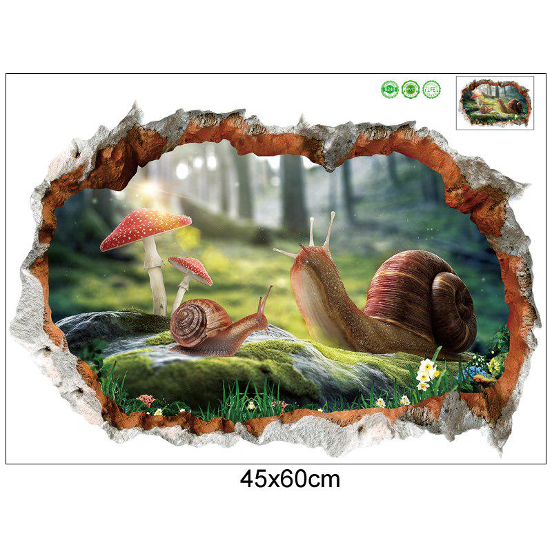 [sticker ]3d Snail Fake Window Broken Wall Stickers For Kids Rooms Baby Bedroom Wall Decor Decals A