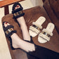 Slippers female summer wear wild word flip flops retro fashion flat bottom beach sandals slippers