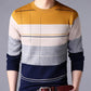 Genuine Men's Sweatshirts Long-sleeved Knit Sweater Plus Velvet Thick Sweater Youth Autumn Round Neck Stripes