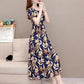 Women's Plus Size Loose Long Dress Slim Round Neck Skirt
