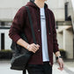 Mens Plus Velvet Cardigan Padded  Men's Knitted Sweater Cardigan Korean Trend Handsome