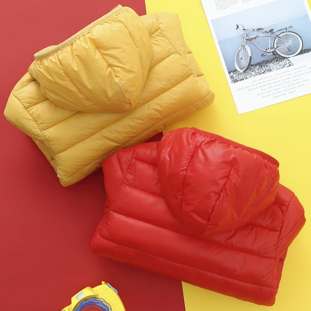 Boys and Girls Lightweight Cotton Coat Autumn Winter Candy-colored Jacket Warm Hooded Parka Coat Unisex