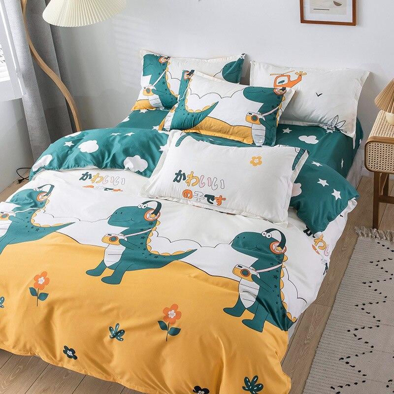 Cheap Four-Piece Bedding Set Quilt Cover Sheet Pillowcases Suit Polyester Anti-Static Delicate Children's Student Princess Style