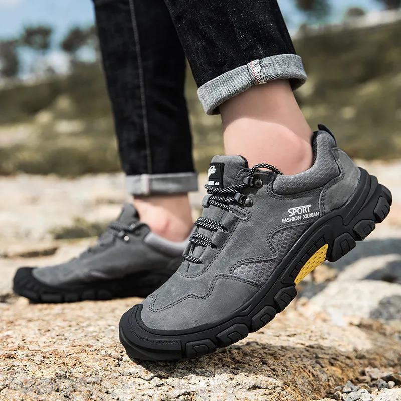Mountaineering Men's Shoes Winter Plus Velvet Warm Outdoor Casual Leather Shoes Leather Non-slip Wear-resistant Men's Sports Shoes