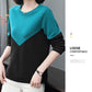 Women Casual Pullover Stitching Color Shirt Summer Long-sleeved T-shirt Boutique Bottoming Shirt
