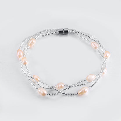 Freshwater pearl bracelet Wrist chain Fashion magnet obedient girl multi-layer Freshwater pearl bracelet