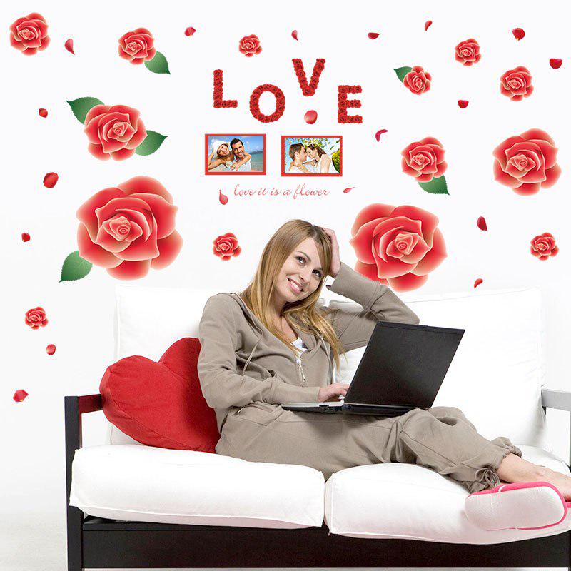 [Wall sticker ]Red Roses Frame Home Decor Wall Stickers Flowers Living Roome Bedroom Glass Door Deco