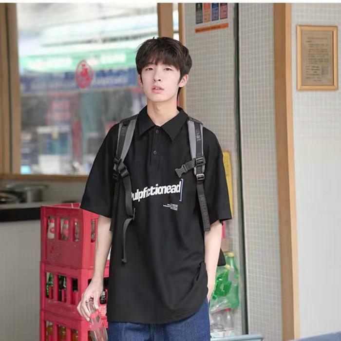 Summer Men's  Shirt Short-sleeved Men's Lapel Trend Couple Small Fresh Loose Handsome Student Half-sleeved T-shirt