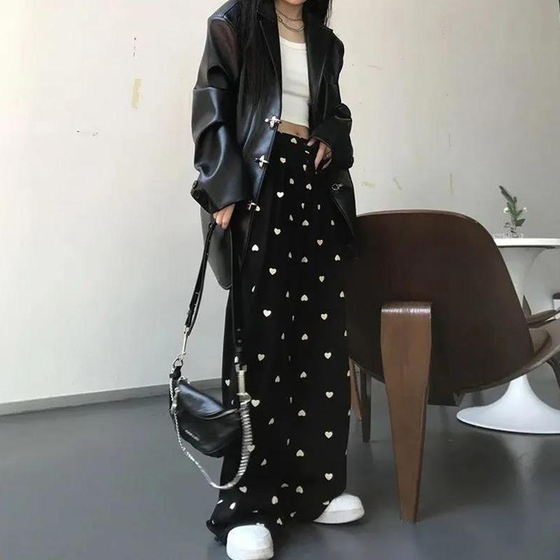 Loose Wide-leg Pants Women's Summer Slimming All-match Printed Casual Pants High-waist Straight-leg Pants Mopping Trousers