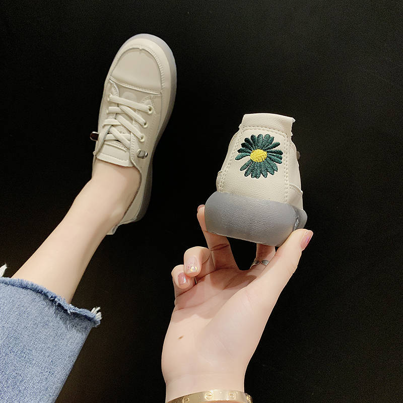 Leather Small White Shoes Female Korean Version One-step Flat-bottomed Casual Shoes Increase In Women's Shoes Xiao Zou Ju Shoes Spring