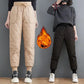 Down Cotton Trousers for Winter Wear High Waist Plus Velvet Thick Straight Leggings Warm Casual Cotton Trousers