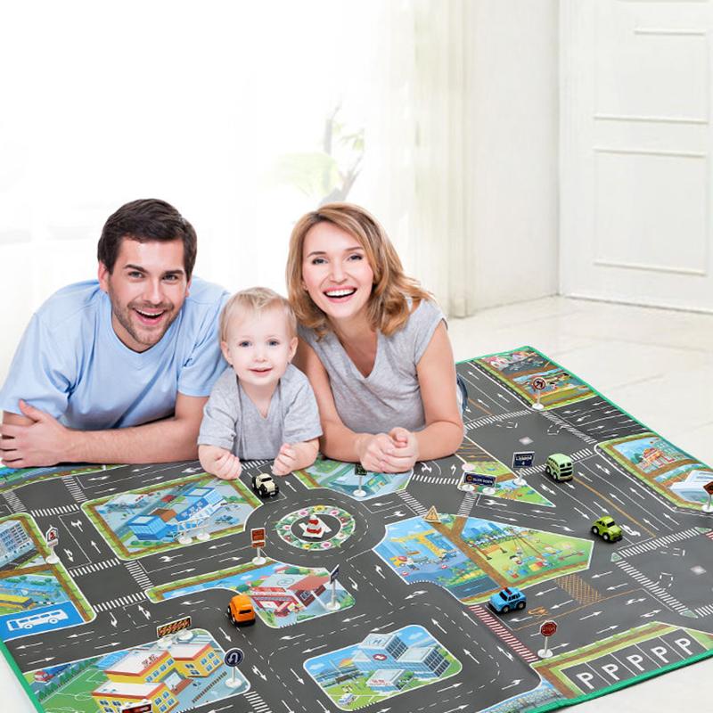 Highway Road Parking Map Play House Game Baby Crawling Mat Children's Urban Traffic Scene Map Floor Mat
