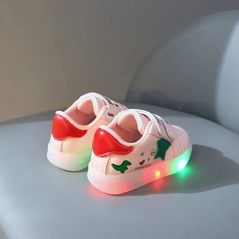 Children's Light Shoes Baby Shoes Spring and Autumn Boys' and Girls' Small White Shoes Anti-skid Middle and Small Children's Sports Walking Shoes