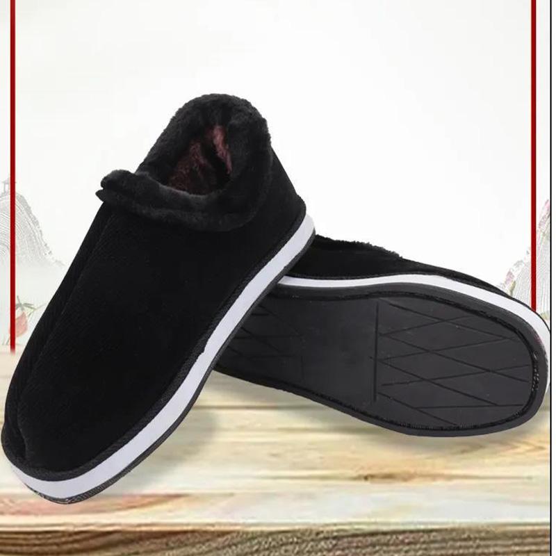 Winter Men's Handmade Cotton Shoes Women's Plus Velvet Thickened Warmth Non-slip Home Warmth Breathable and Comfortable Cotton Shoes
