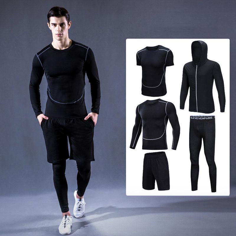 Men Sportswear Compression Sport Suits Quick Dry Running 5 Sets Sports Joggers Training Gym Fitness