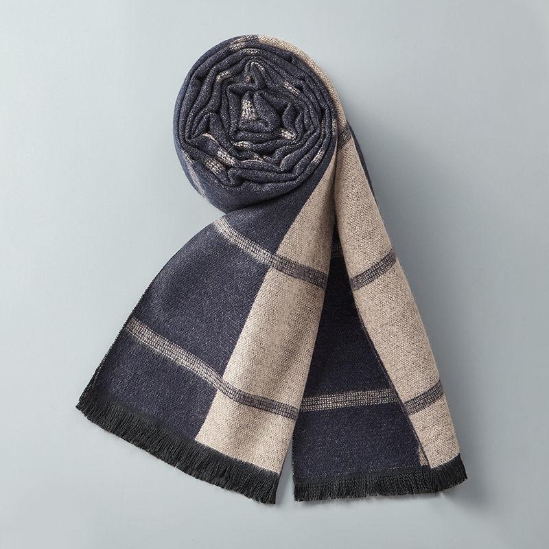 Wool Scarf Men's Winter Wool Knitted Scarf Thickened Warm Couple Scarf High-end Gifts