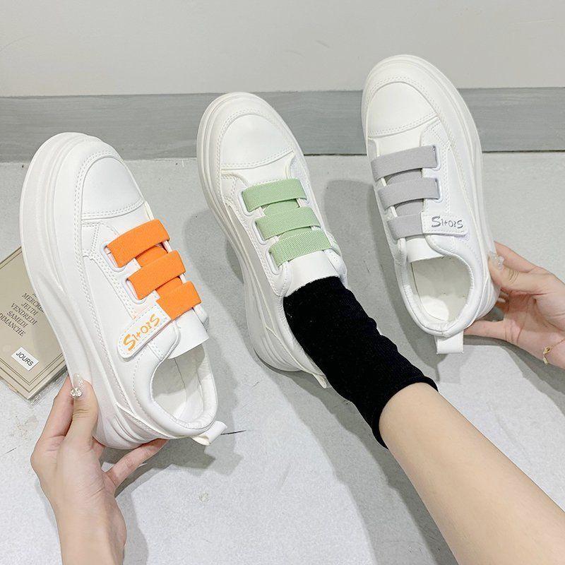 Velcro White Shoes Women Spring All-match Thick-soled Korean Students Casual Breathable Sneakers