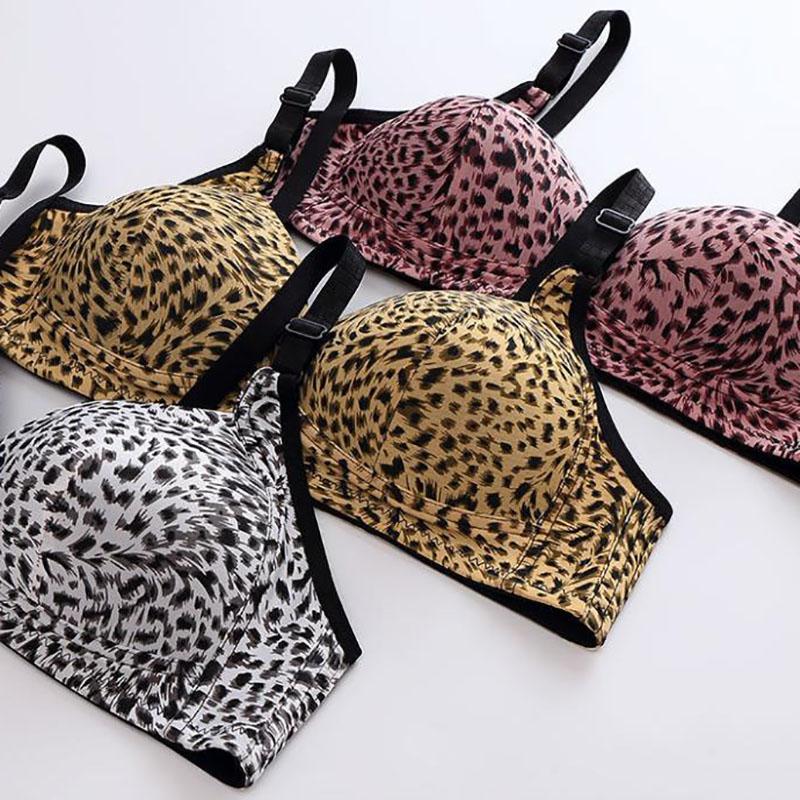 Sexy Leopard Underwear Women Plus Size Push Up bra Thin Wireless Seamless Bras Large Breast Gathered Bras 46/105 B C Bralette