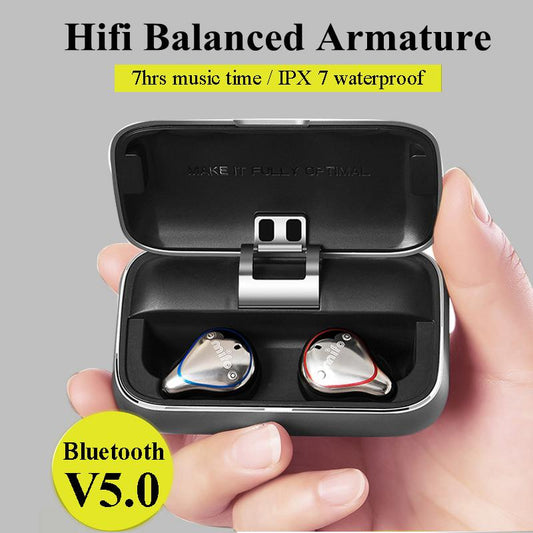 Bluetooth 5.0 True Wireless Earbud Balanced Sport Stereo Sound Earphones with Charging Box for Phone