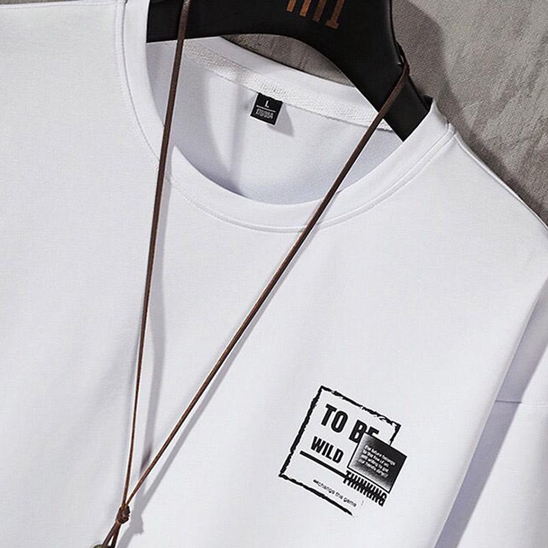 Short-sleeved T-shirt Men's Spring and Summer Men's Ice Silk Print Thin Loose Summer Short-sleeved T-shirt