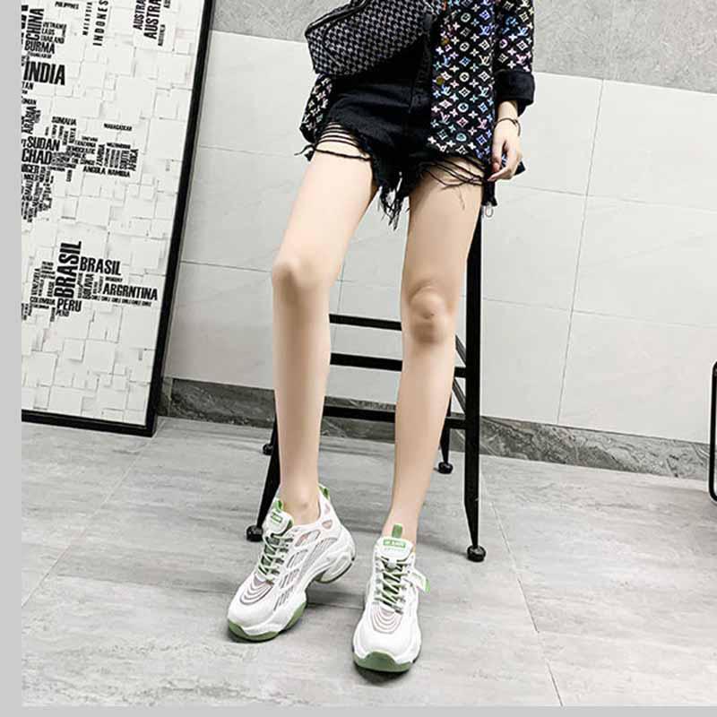 Plus Size 35-40 Summer Women Ins Mesh Sneakers Breathable Running Basketball Shoes Students Shockproof Non-slip Heighten Shoes