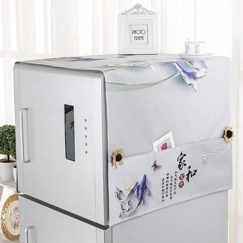 Thickened Refrigerator Cover Cloth Towel Washing Machine Cover Cloth Cartoon Pattern Refrigerator Dust Cover
