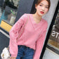 Knitted Sweater Women Autumn and Winter Loose Women's Korean Style Long-sleeved Pullover Tassel V-neck Knitted Bottoming Shirt