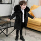 Kids Fur Parkas for Boys and Girls Winter Thick Warm Hooded Faux Fur Coat Unisex  Parka Jacket with Faux Fur Collar Outwear