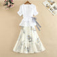 Chiffon Shirt Large Size Skirt Dress Set Waist Western Style High Waist A-Line Skirt
