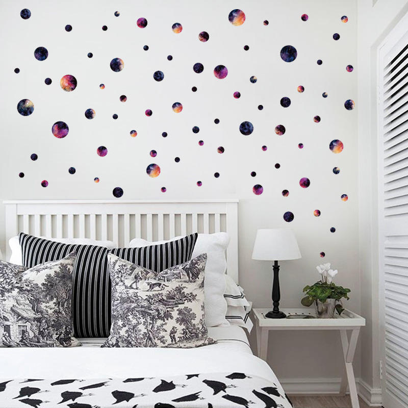 Star circle bedroom porch cabinet TV wall glass window kindergarten free decorative wall stickers