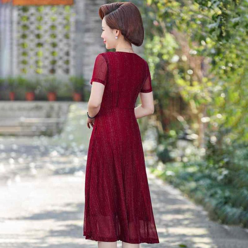 Women's Casual Print Color Three Quarter Sleeve O-Neck Long Unregular Silk Dress
