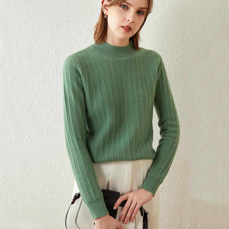 Sweater Women's Half Turtleneck Pullover Knitwear Korean Style Loose Pullover Pure Color Trending Sweater Autumn and Winter Top